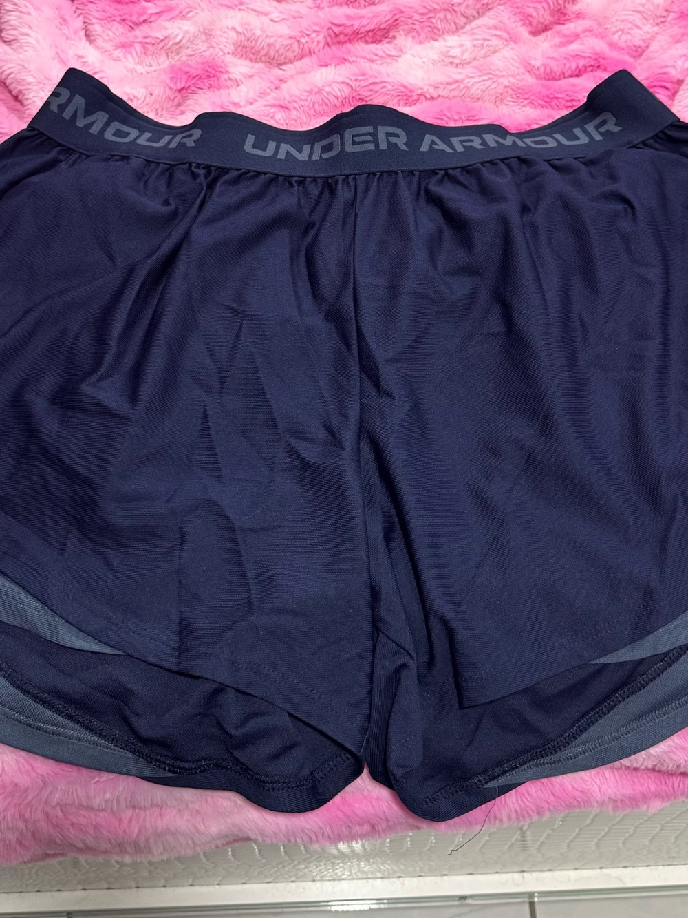 Under Armour Navy Women's Athletic Shorts with Branded Waistband